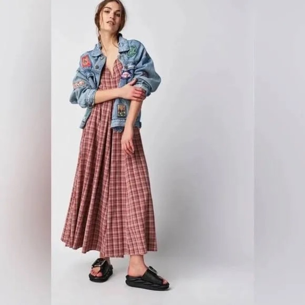 Free People Plaid Jumpsuit in Red and Pink - Picture 4 of 9